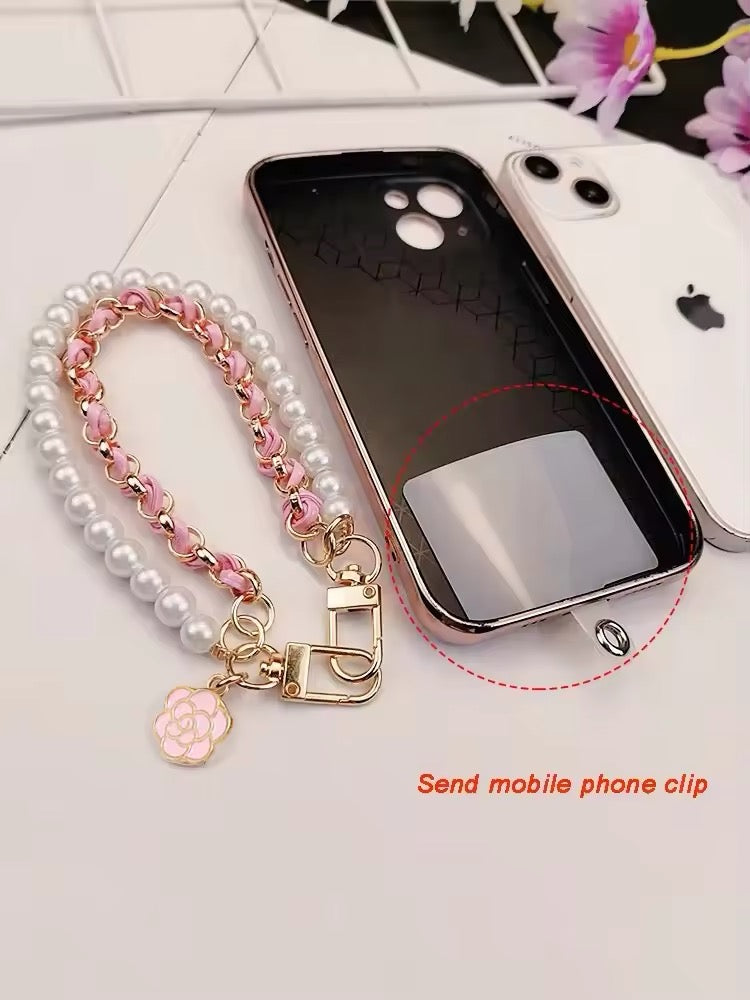 Pink and Pearl Phone Charm