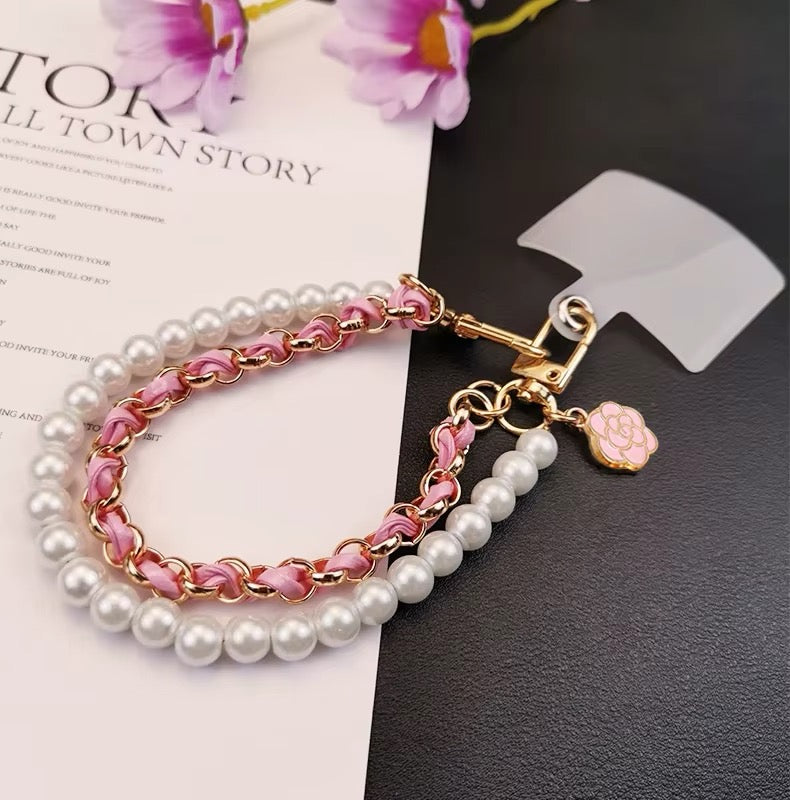 Pink and Pearl Phone Charm
