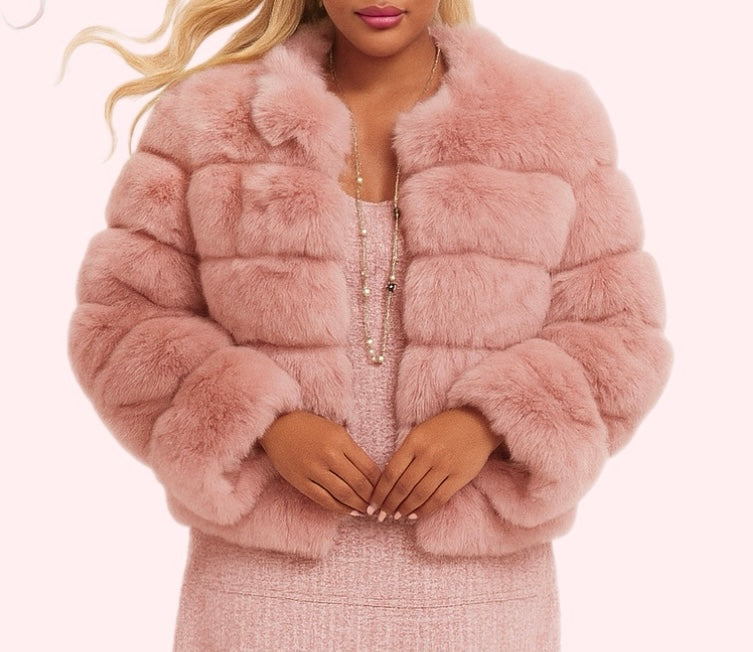 Blush Rose Faux Fur Coat