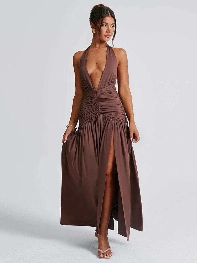 Deep Halter Date Night Dress