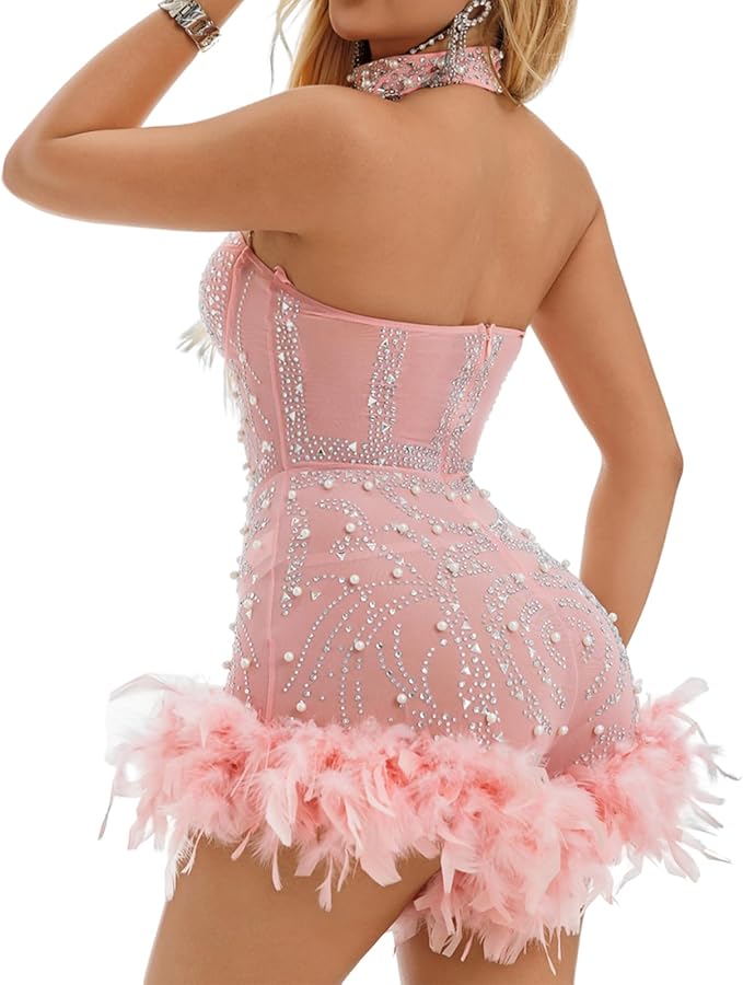 Sparkling Doll Dress/Romper En Pink