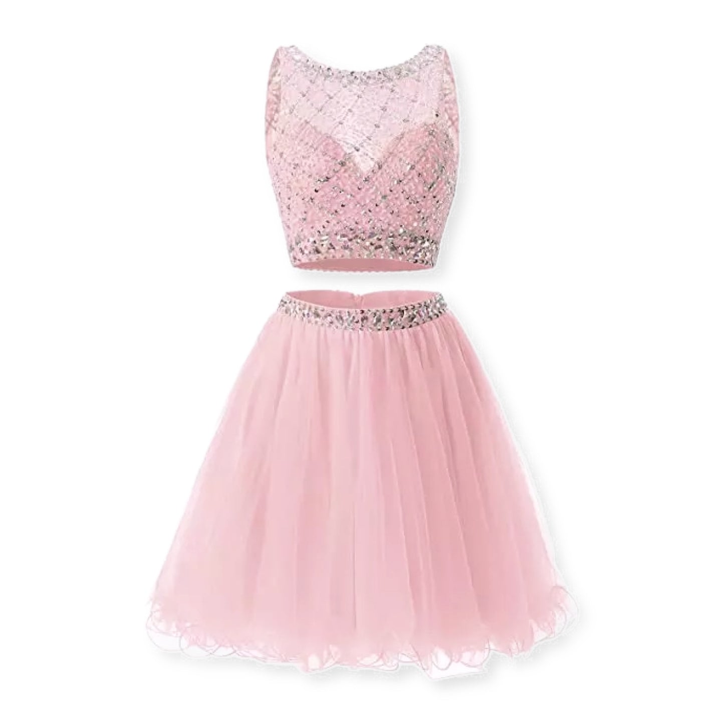 Two Piece Blush Pink Sparkle Dress