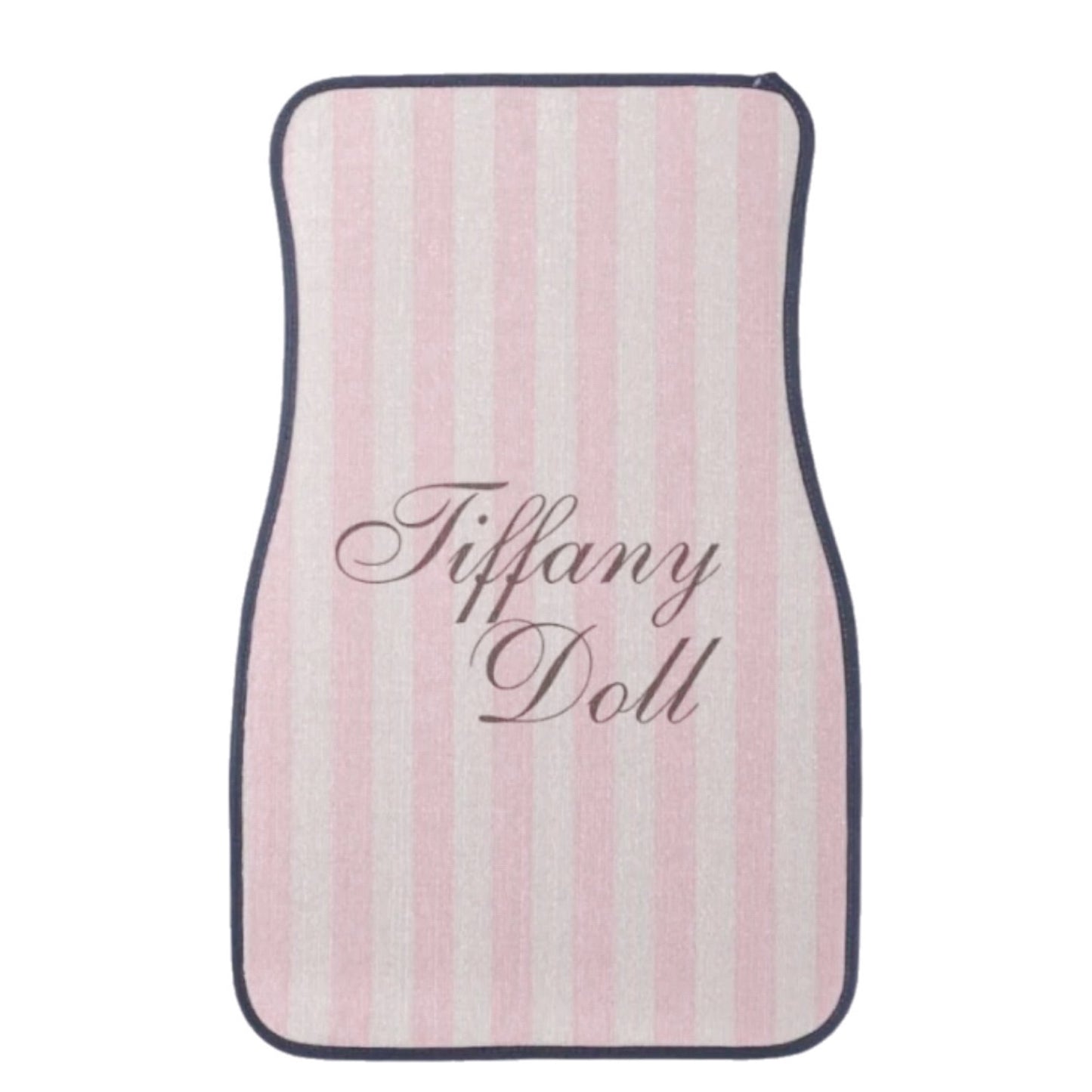 Your Name Pink Stripe Car Mats (Set of 2) light pink