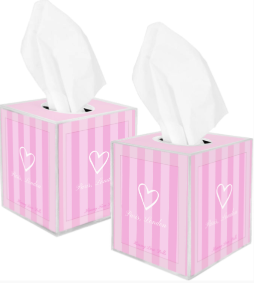 Pink Stripe Tissue Holder