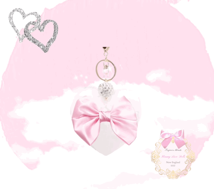 Silk Bow Luxe Heart Purse Charm (White)