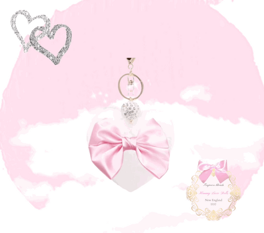 Silk Bow Luxe Heart Purse Charm (White)
