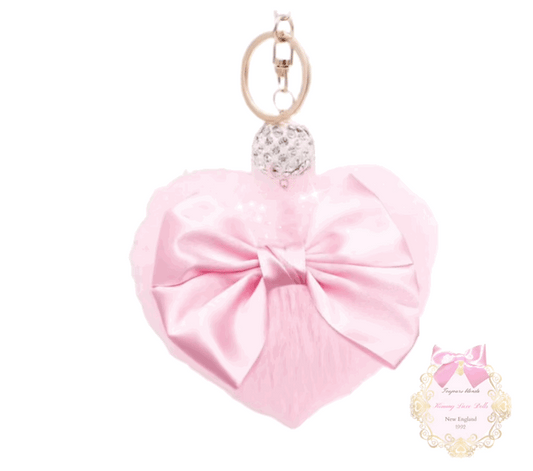 Pink Silk Bow Luxe Heart Purse Charm