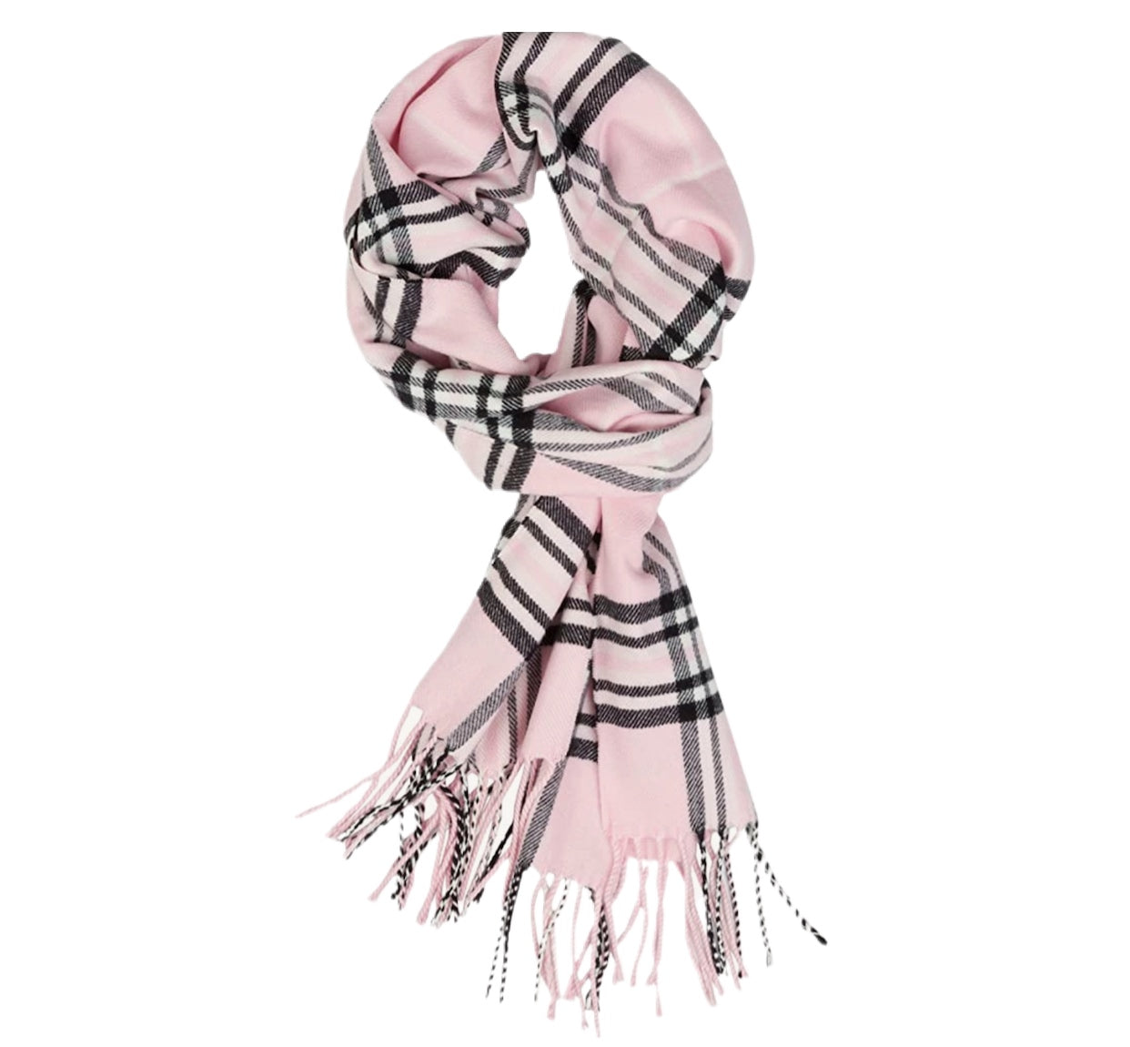 Pink Plaid Cashmere Scarf