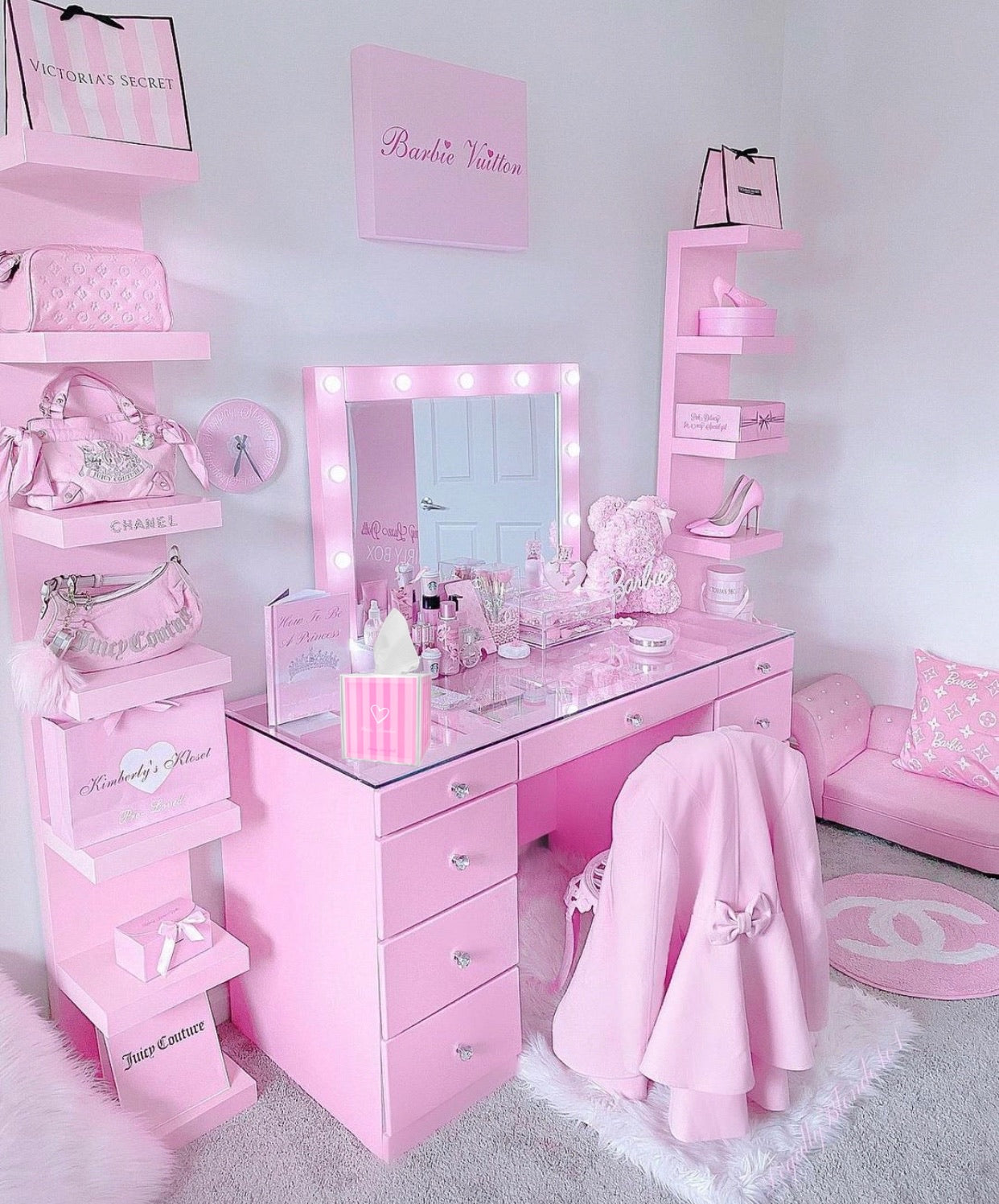 Pink Stripe Tissue Holder