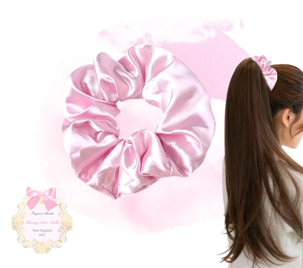 Pink Silk Scrunchie Set of two