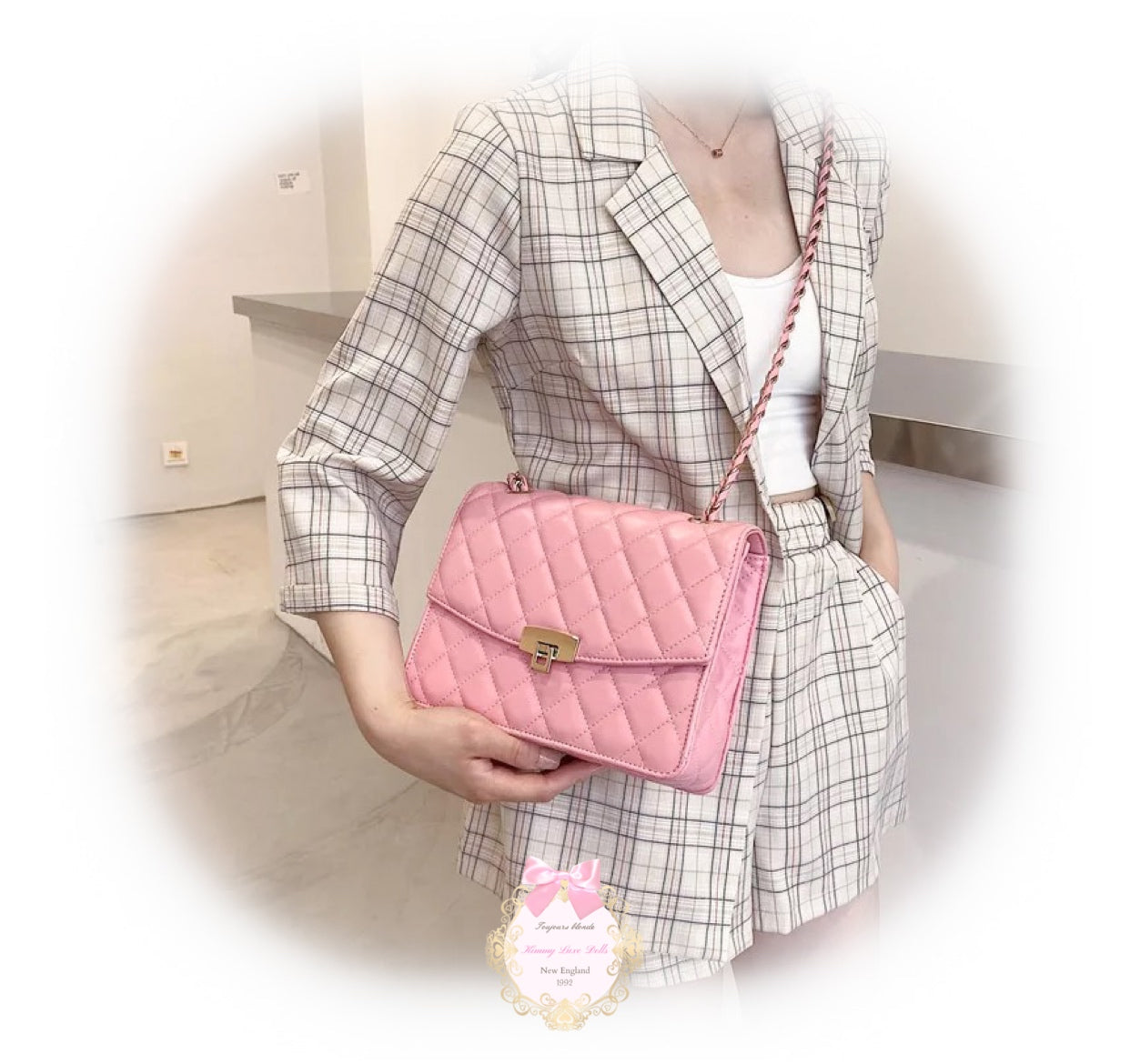Coco Luxury Pink Quilted Handbag