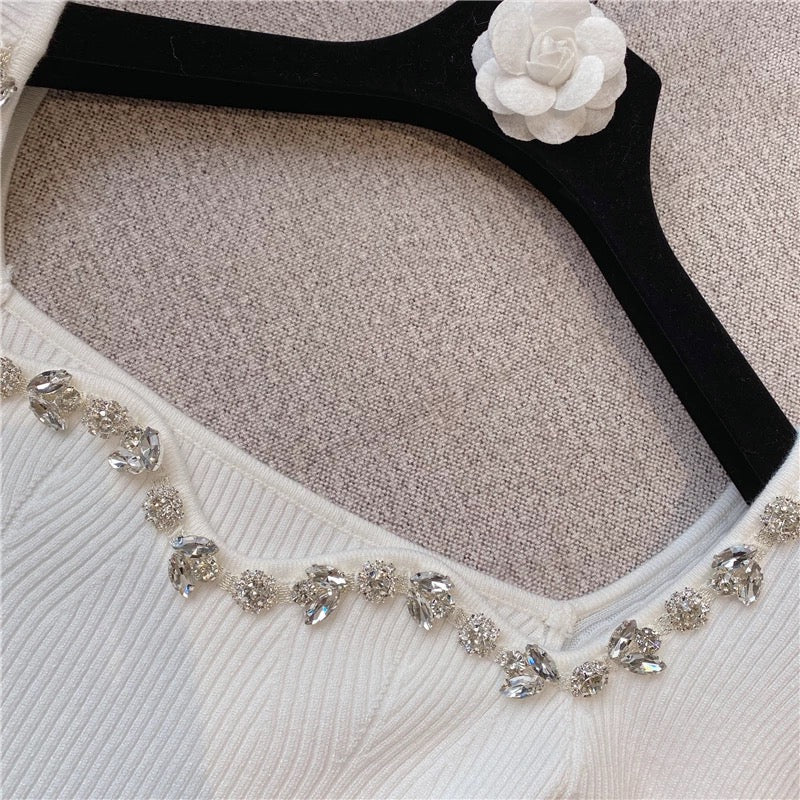 Sweet Crystal Rose Top - White