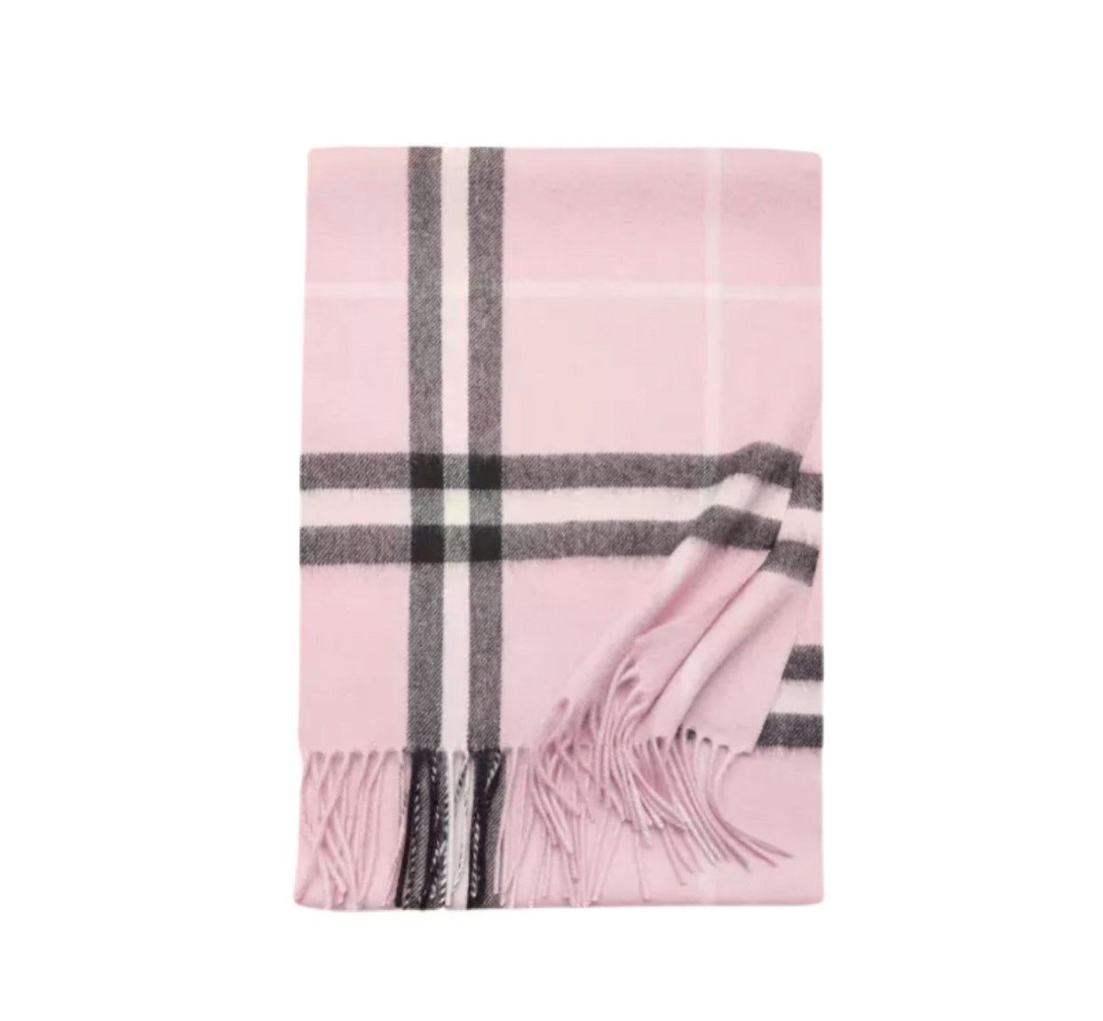 Pink Plaid Cashmere Scarf