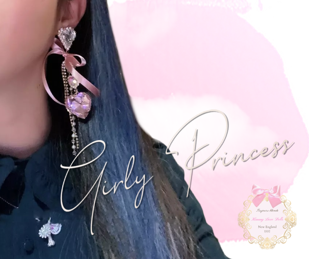 Girly Princess Crystal Heart Earrings