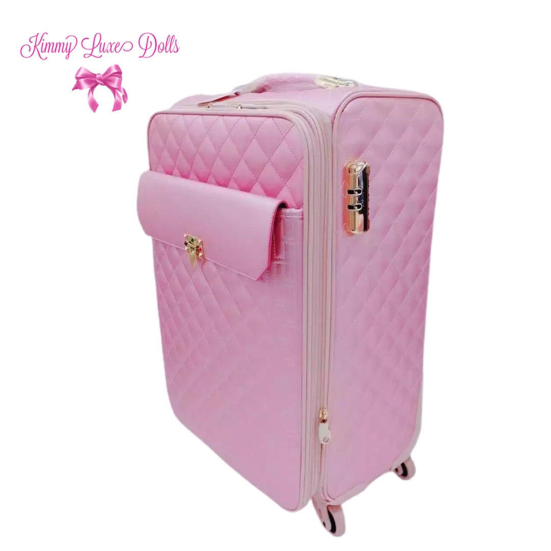 Take me to Paris - Pink luxury quilted suitcase  -Ultra Luxe