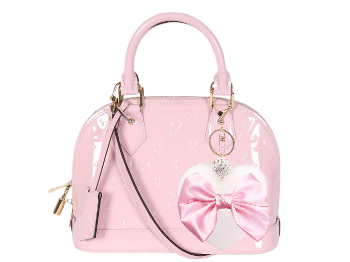 Silk Bow Luxe Heart Purse Charm (White)