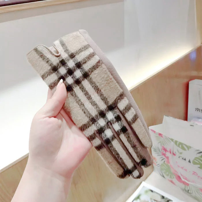 Designer Doll Plaid Gloves
