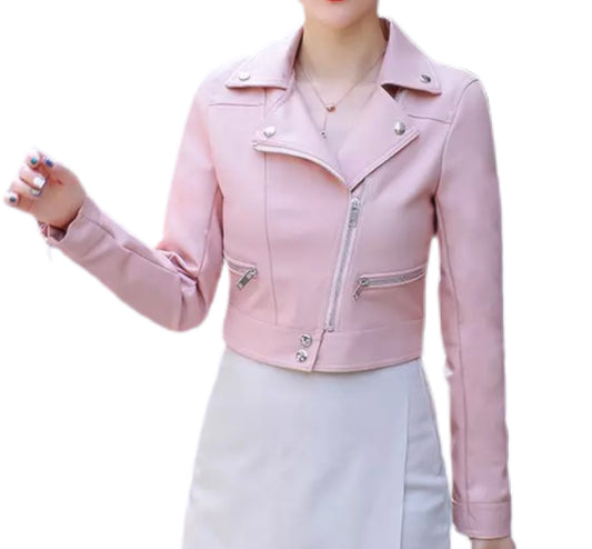 Pink Leather Faux Jacket