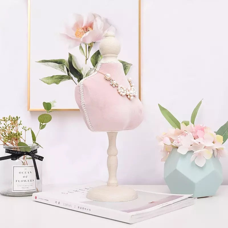 Pink Velvet Chic Jewelry Vanity Mannequin