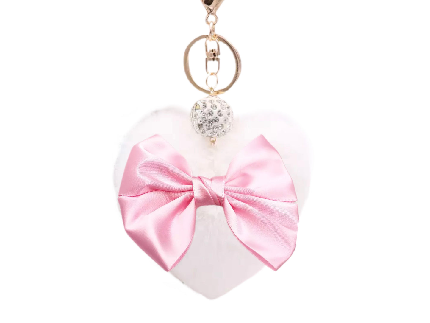 Silk Bow Luxe Heart Purse Charm (White)