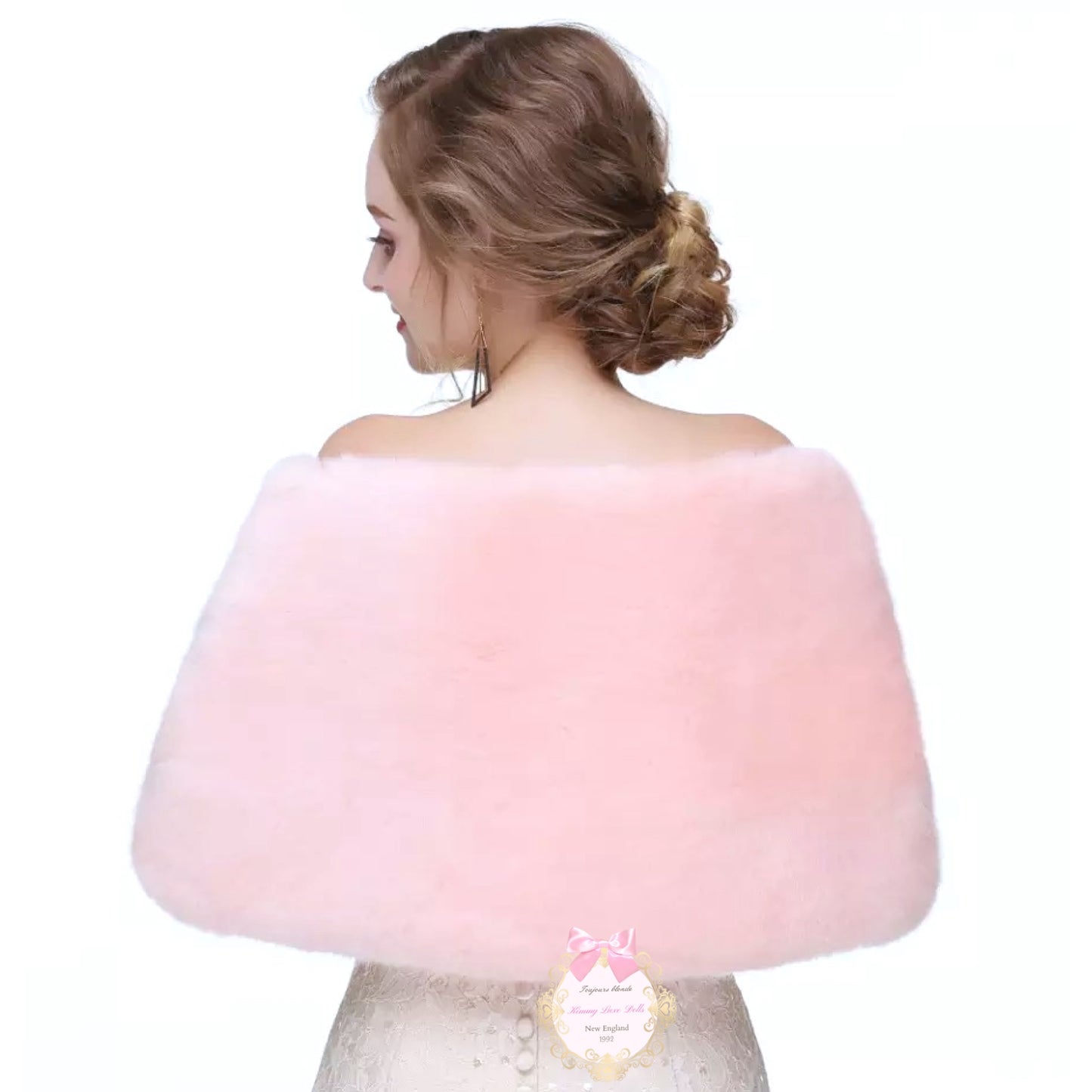 Princess Bow Faux Fur Shawl (pink)
