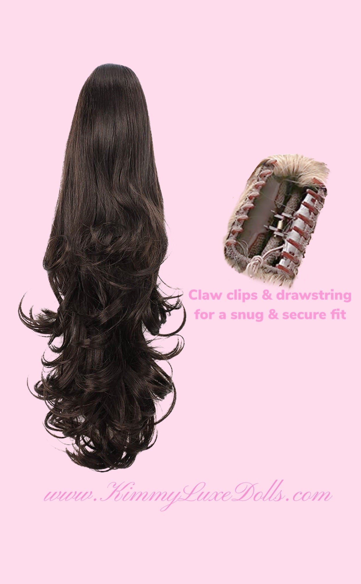 Princess Ponytail Hair Extension (Dark Brown Loose waves Synthetic)