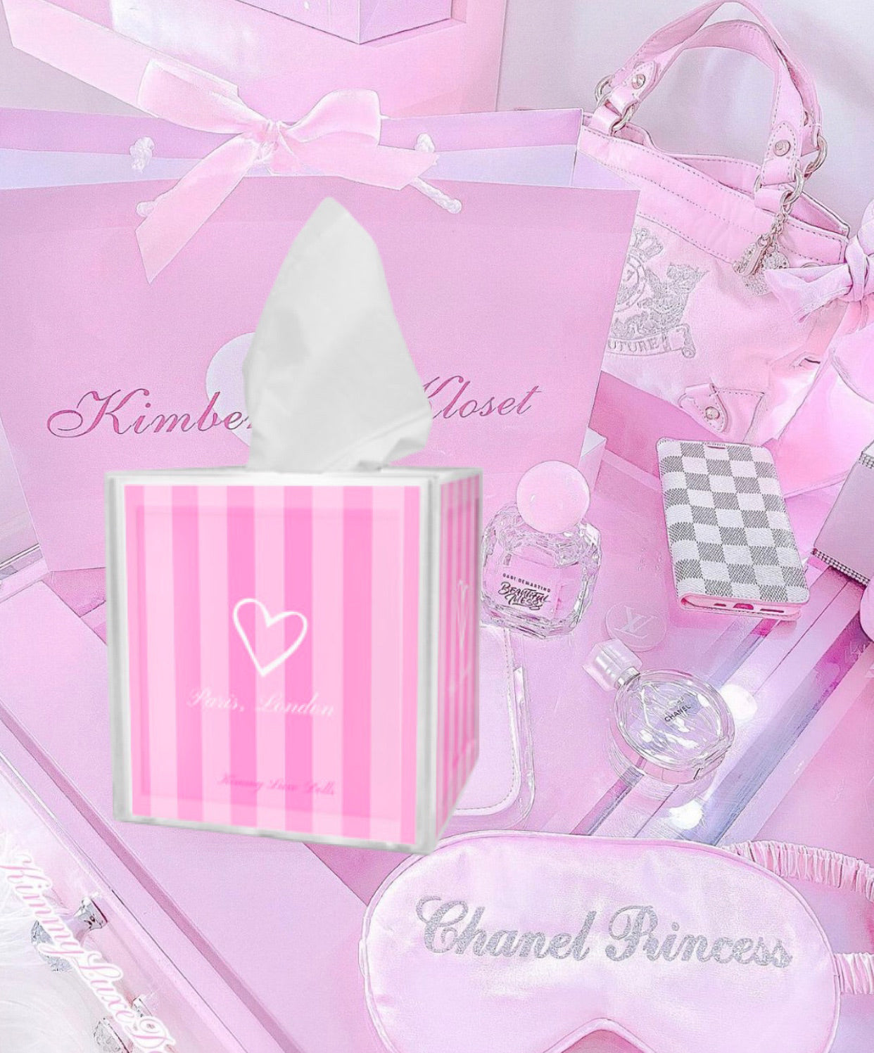 Pink Stripe Tissue Holder