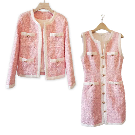 Pink in Paris Tweed Blazer Dress Set
