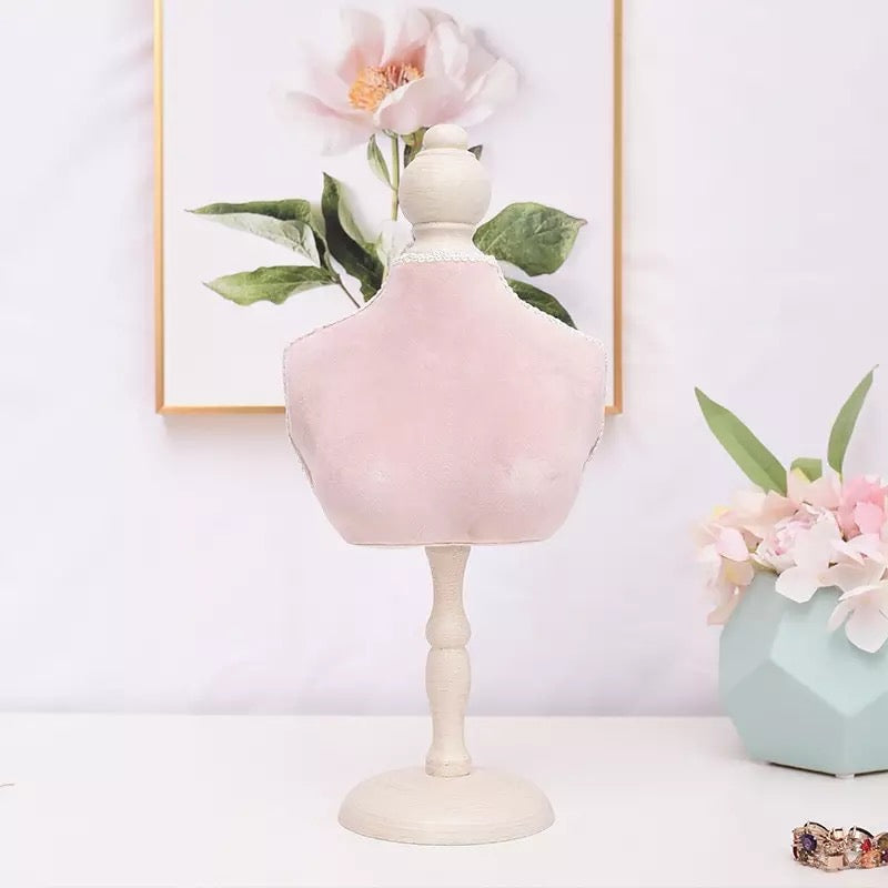 Pink Velvet Chic Jewelry Vanity Mannequin