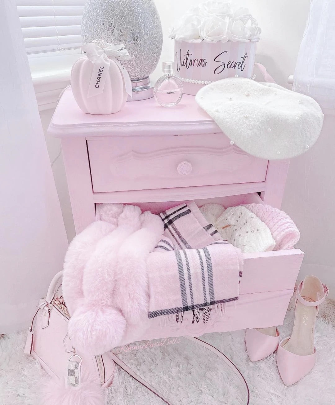 Pink Plaid Cashmere Scarf