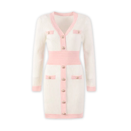 Classique Dress en Pink & Crème