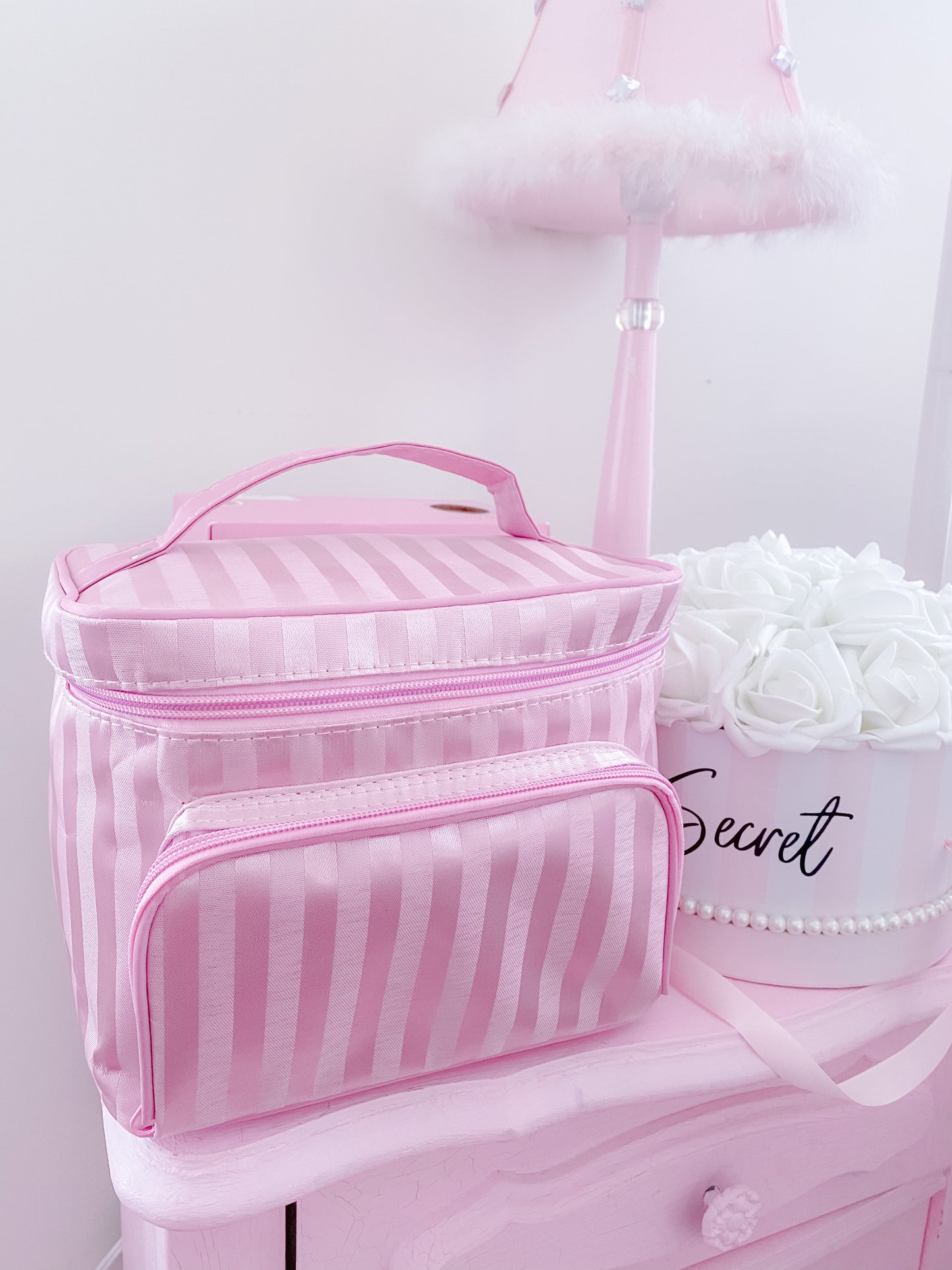 Darling Stripe Makeup Organizer Bag