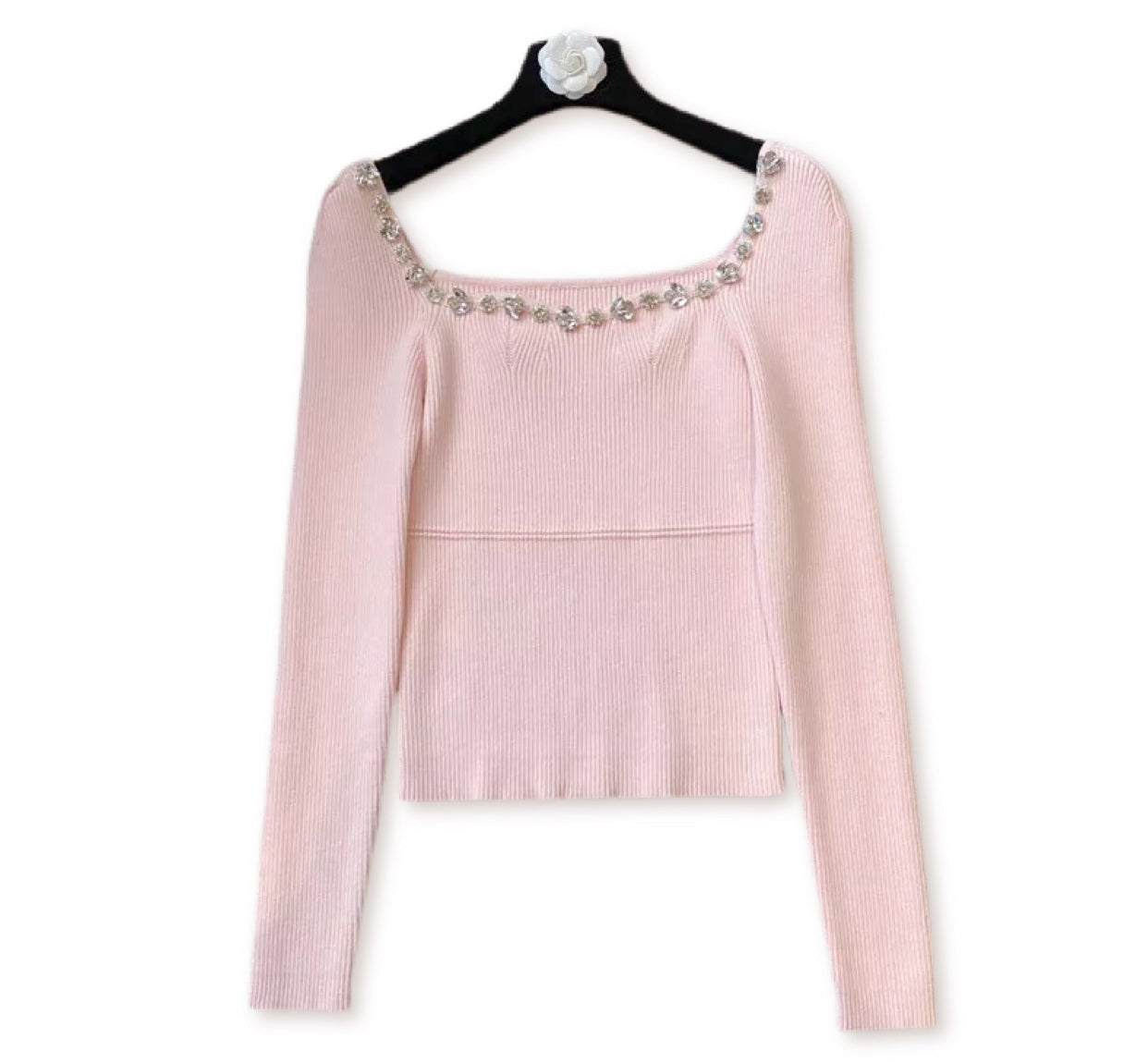 Sweet Crystal Rose Top - Powder Pink