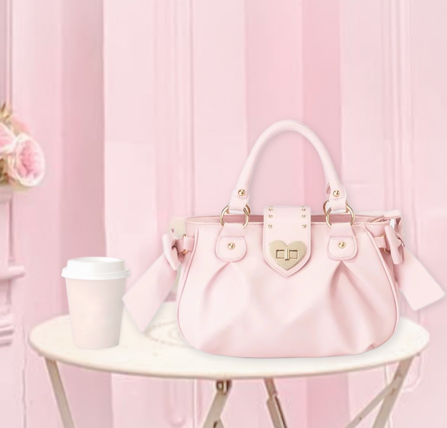 Powder Pink Bow Handbag
