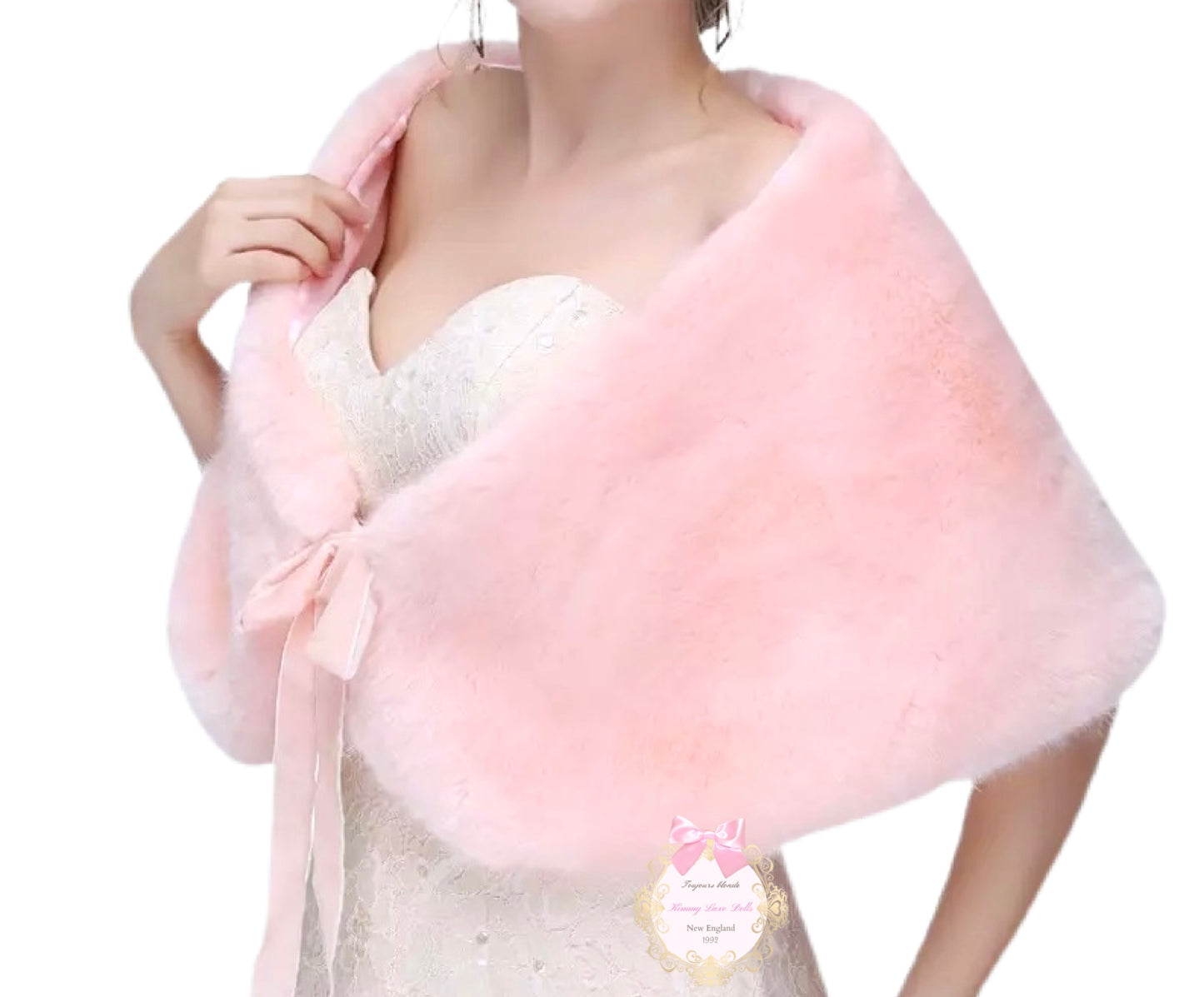 Princess Bow Faux Fur Shawl (pink)