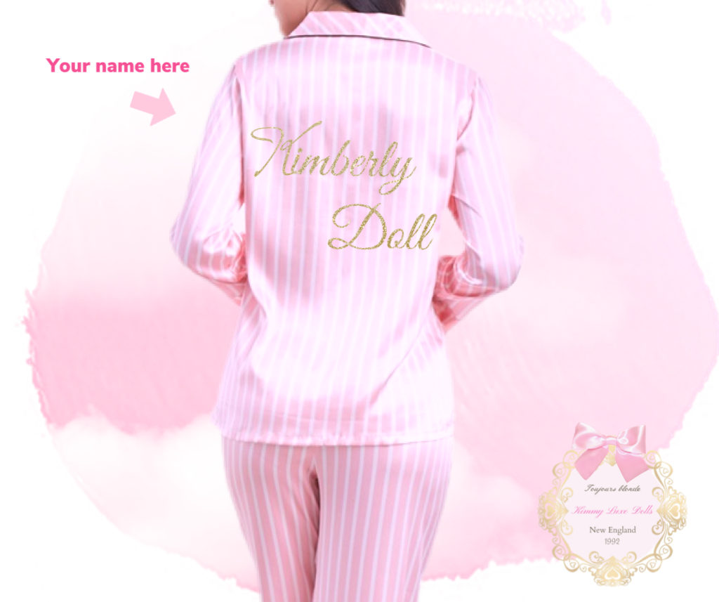 Pink Stripe Personalized PJ Doll Set