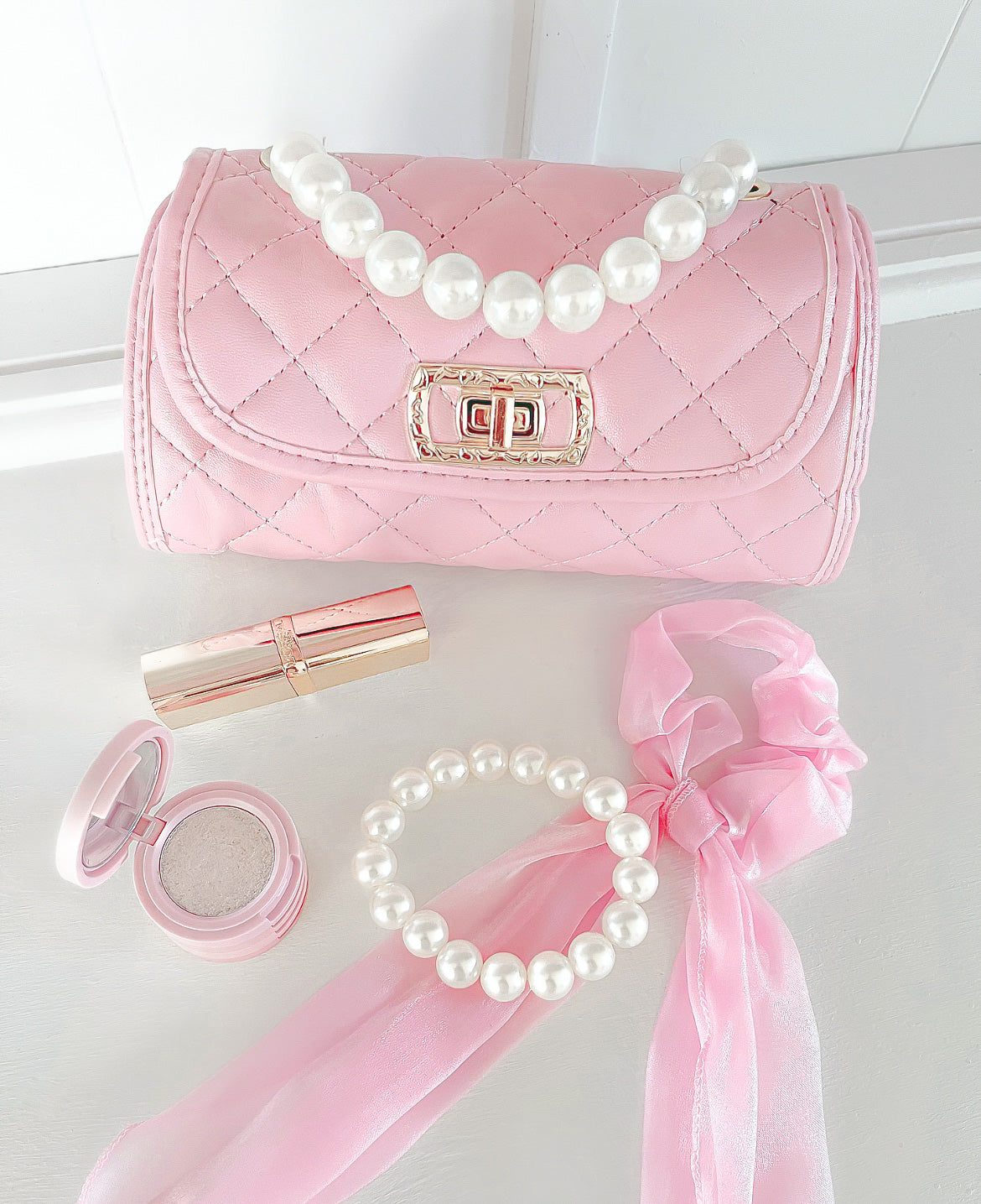 Pearl Handle Pink Purse