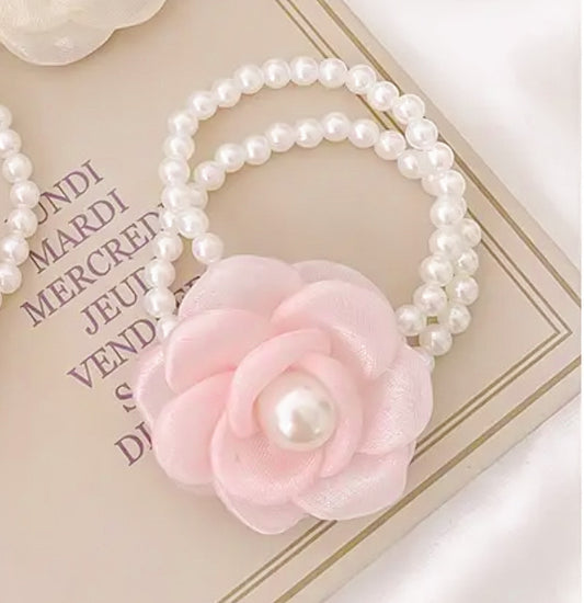 Princess Rose Pearl Hair Ties Set of two