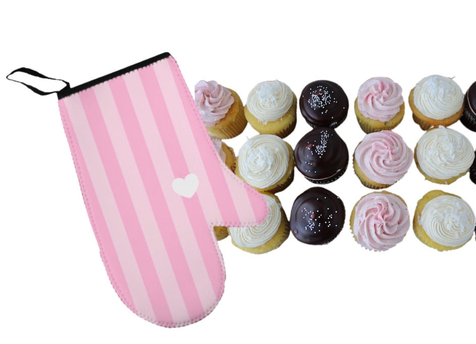 Pink Stripe Oven Mitt