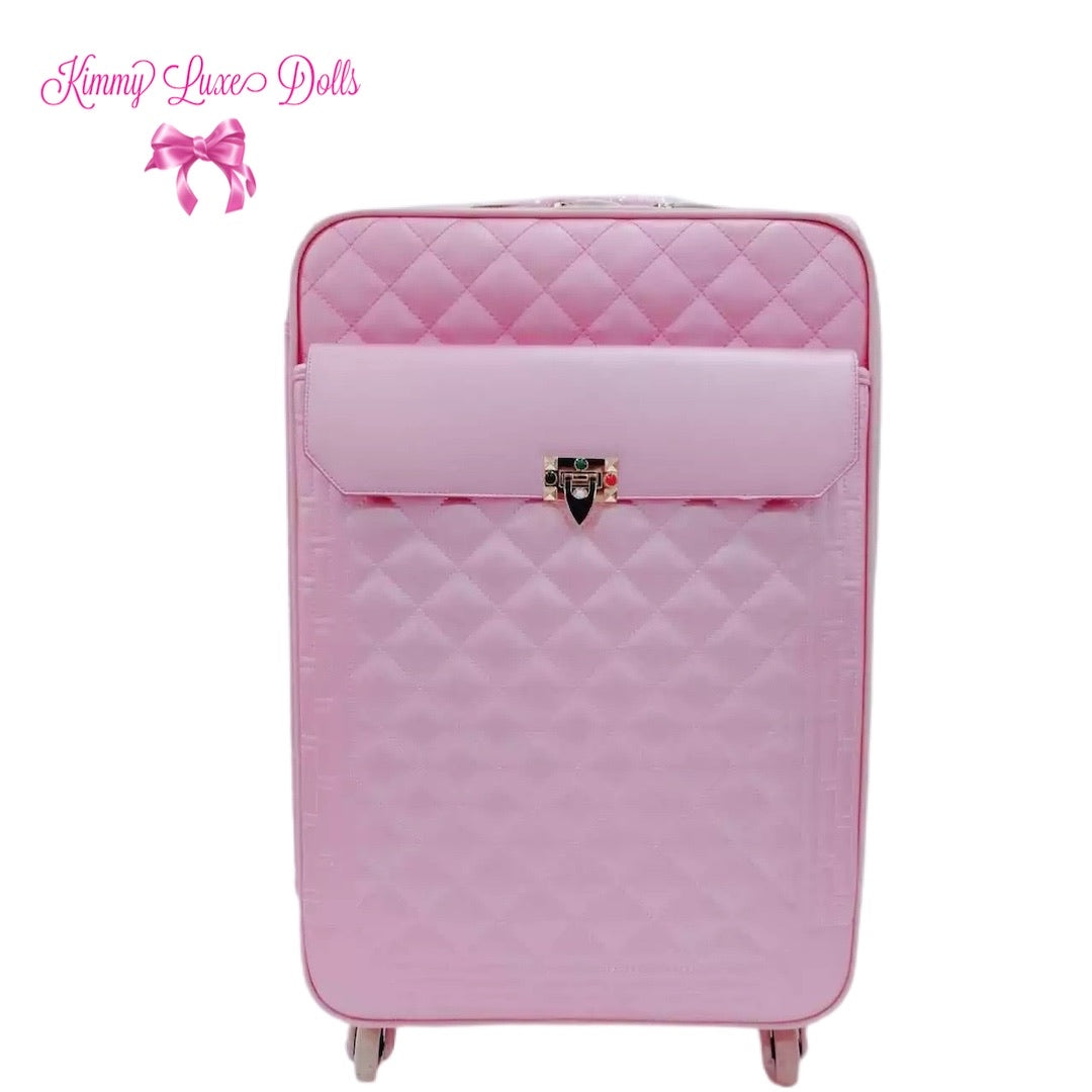 Take me to Paris - Pink luxury quilted suitcase  -Ultra Luxe