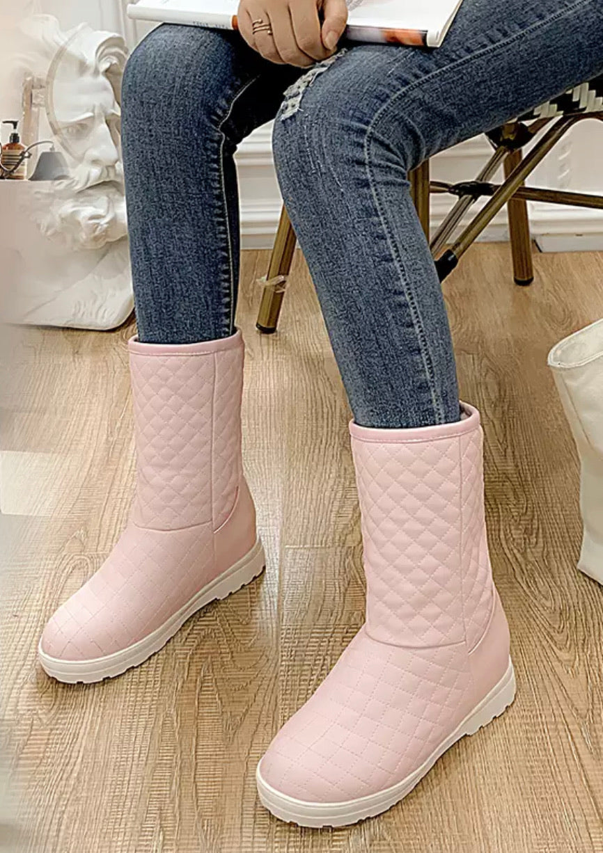 Quilted baby pink Snow Boots