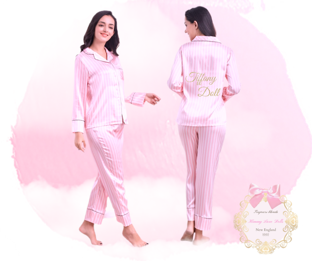 Pink Stripe Personalized PJ Doll Set