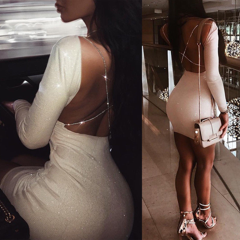 LUXE-- Open Back Sparkle Dress