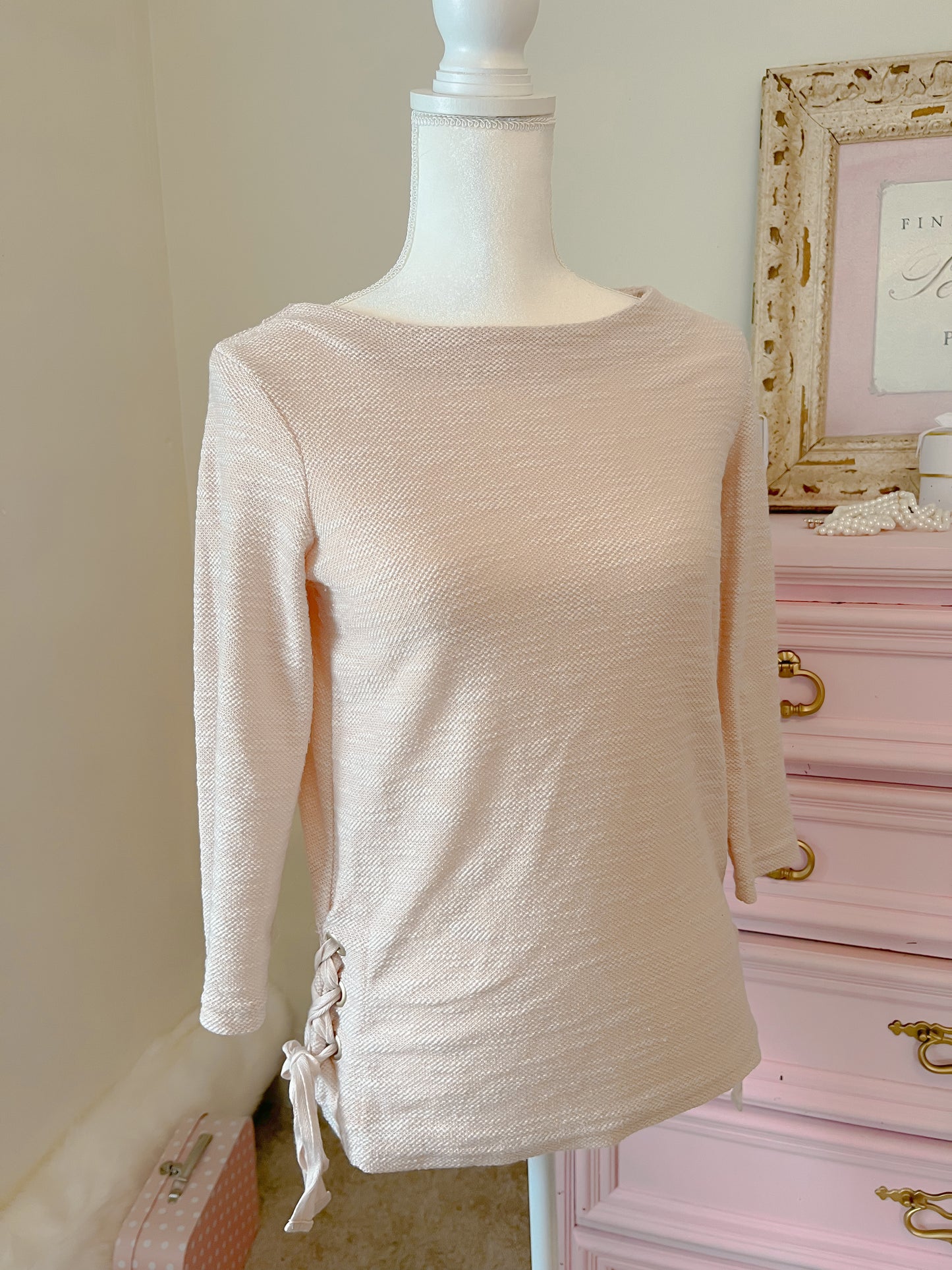 Pink Top With Lace Ties Size small