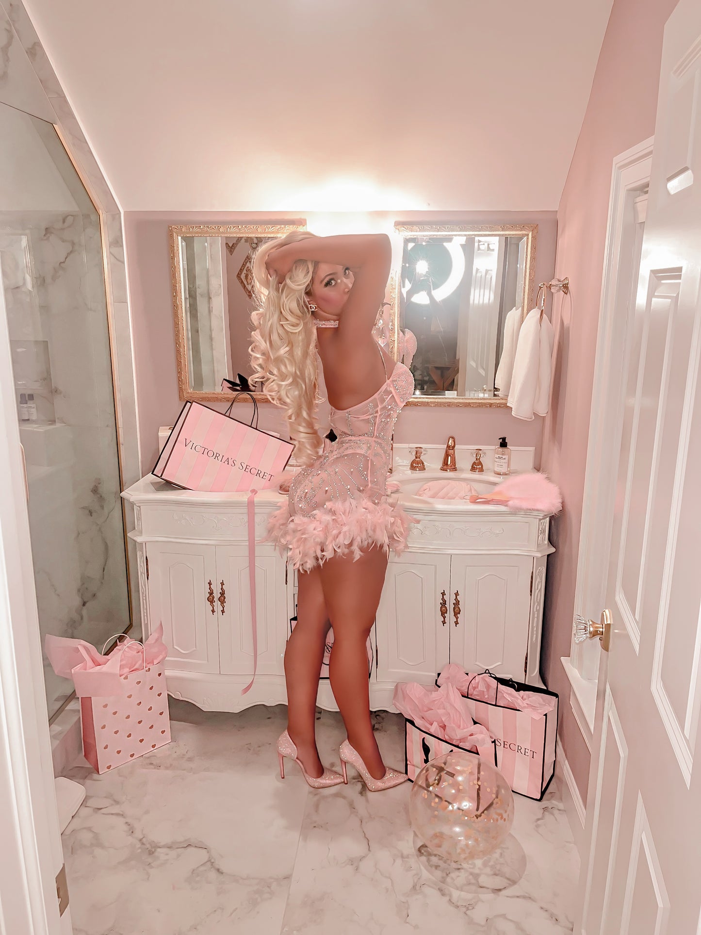 Sparkling Doll Dress/Romper En Pink