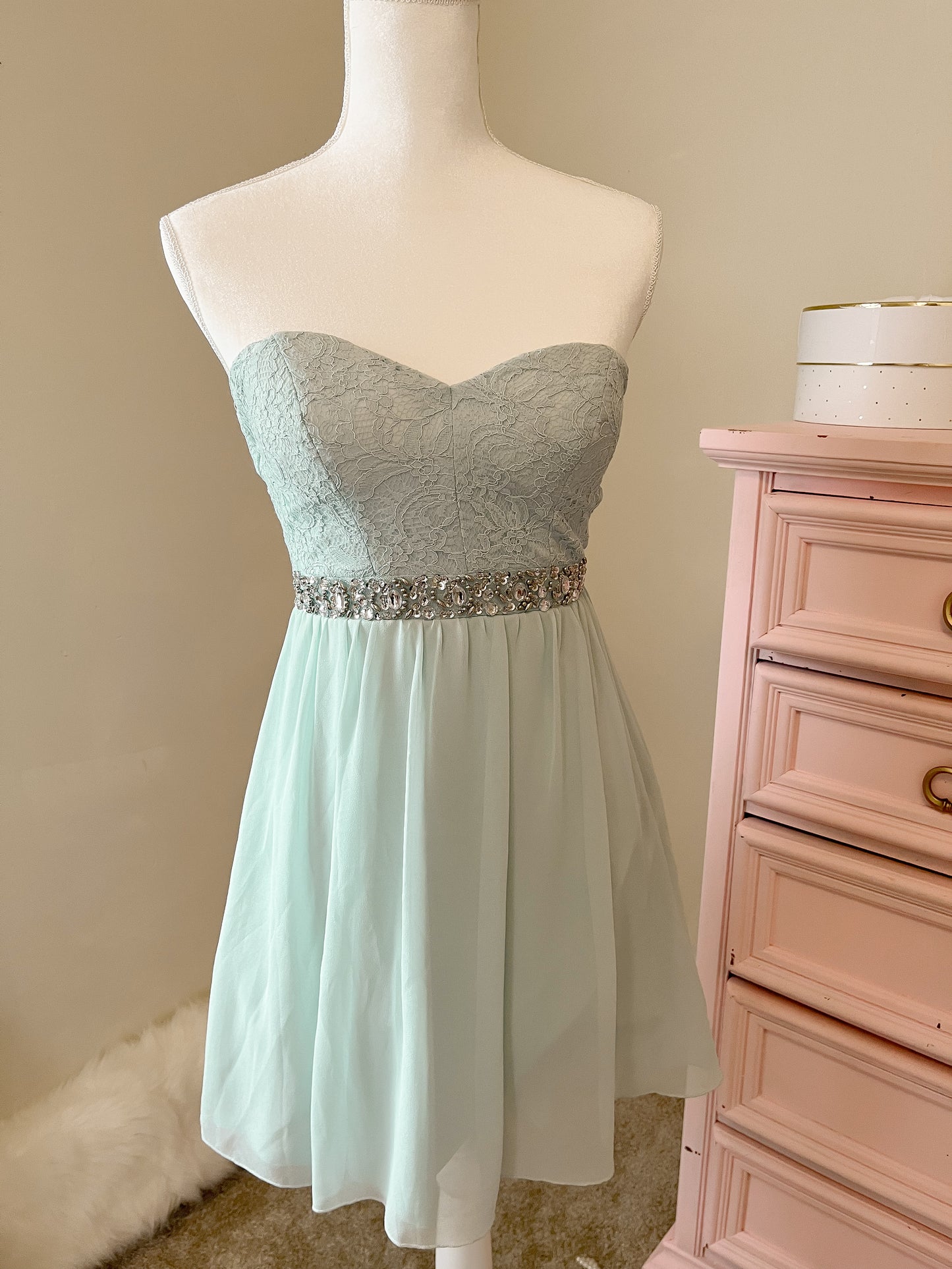 Tiffany Blue Lace & Crystal Princess Dress size small USA 3