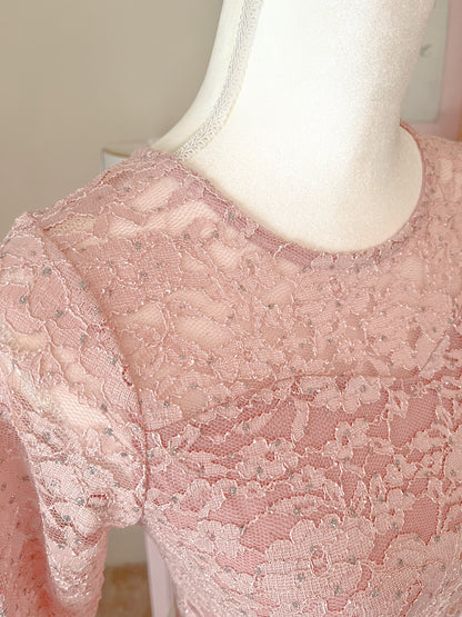 Pink Lace Sparkle Crop Top size extra small