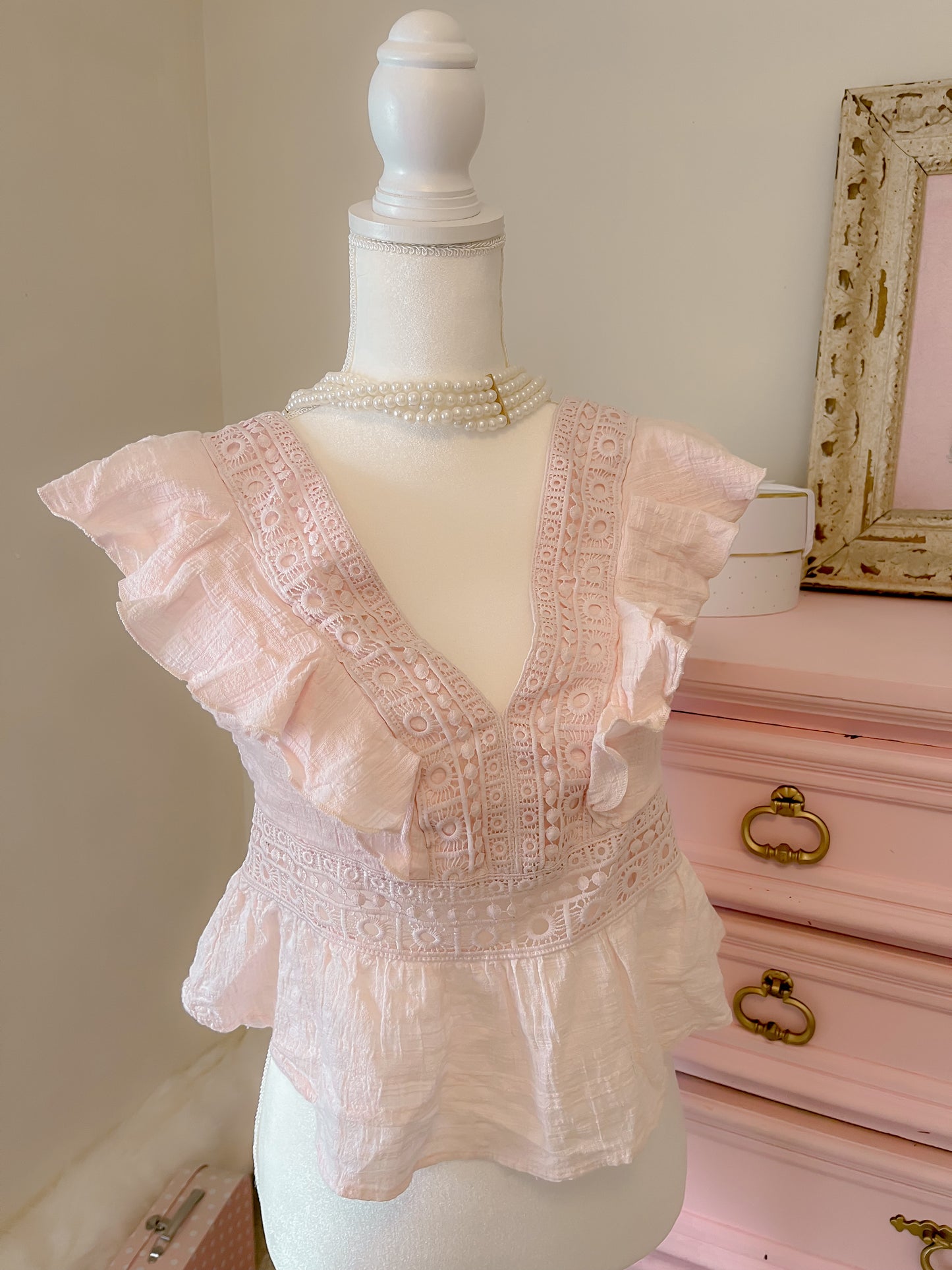 Light Pink Ruffle Top size large