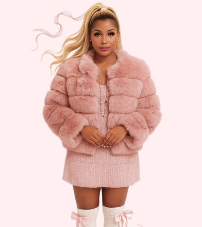 Blush Rose Faux Fur Coat
