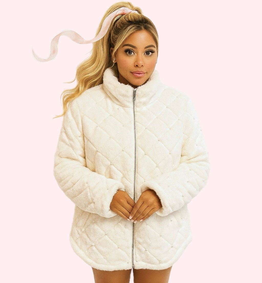 Winter of Pearls Fleece Coat
